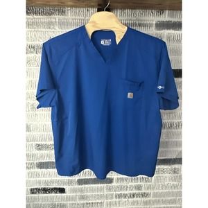 Carhartt Force Blue Scrub Top V-Neck Mens 3XL Short Sleeve‎ Shirt Top C15106